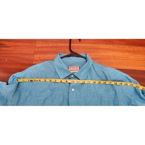 Thomas Pink Men's Pure Linen Shirt XL Long Sleeve CLASSIC DRESS SHIRT‎ - Picture 8 of 9